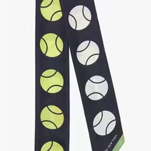 Kate Spade Navy Silk Twill Scarf with Reversible Tennis Ball Design